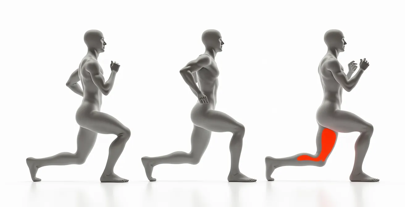 Visuelle Vergleichsübersicht aller drei Ausfallschritt-Varianten mit Pfeilen zur Muskelaktivierungsrichtung