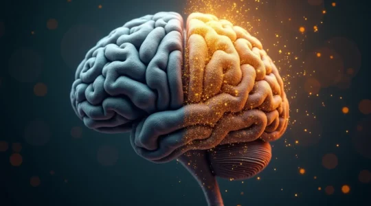 Gehirn im Autopilot-Modus mit neuronalen Verbindungen und Perspektivwechsel visualisiert