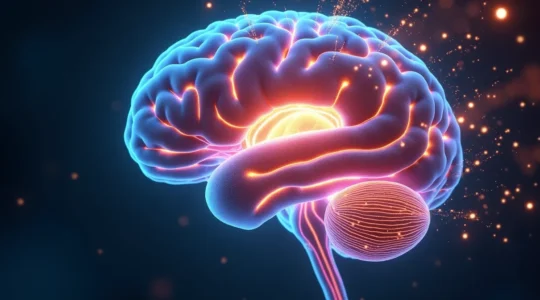 Eine symbolische Darstellung eines menschlichen Gehirns mit aktivierten Neuronen und glühendem Lichtnetzwerk, das maximale mentale Aufnahmefähigkeit und Lernprozesse visualisiert.