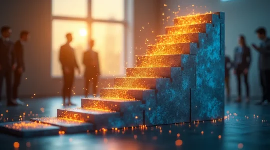 Abstrakte Visualisierung einer Technologie-Reifekurve mit mehreren Phasen, von frühen Konzepten bis zur Marktreife