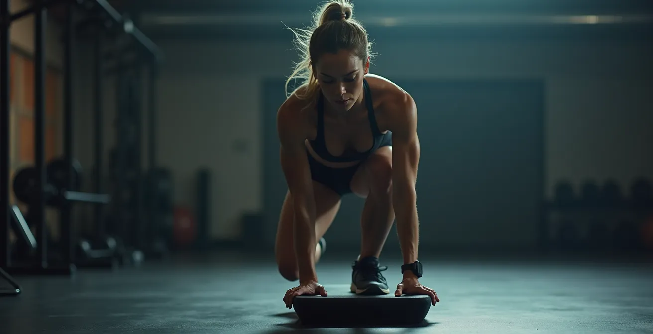 Athletin demonstriert körperliche und mentale Stärke durch funktionelles Training auf instabilem Untergrund
