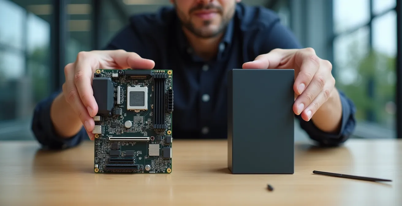 Führungskraft wählt zwischen verschiedenen Technologieoptionen