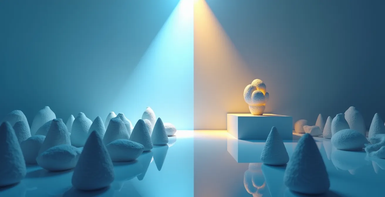 Abstraktes Konzept der Blue Ocean Strategy mit deutschem Qualitätsansatz