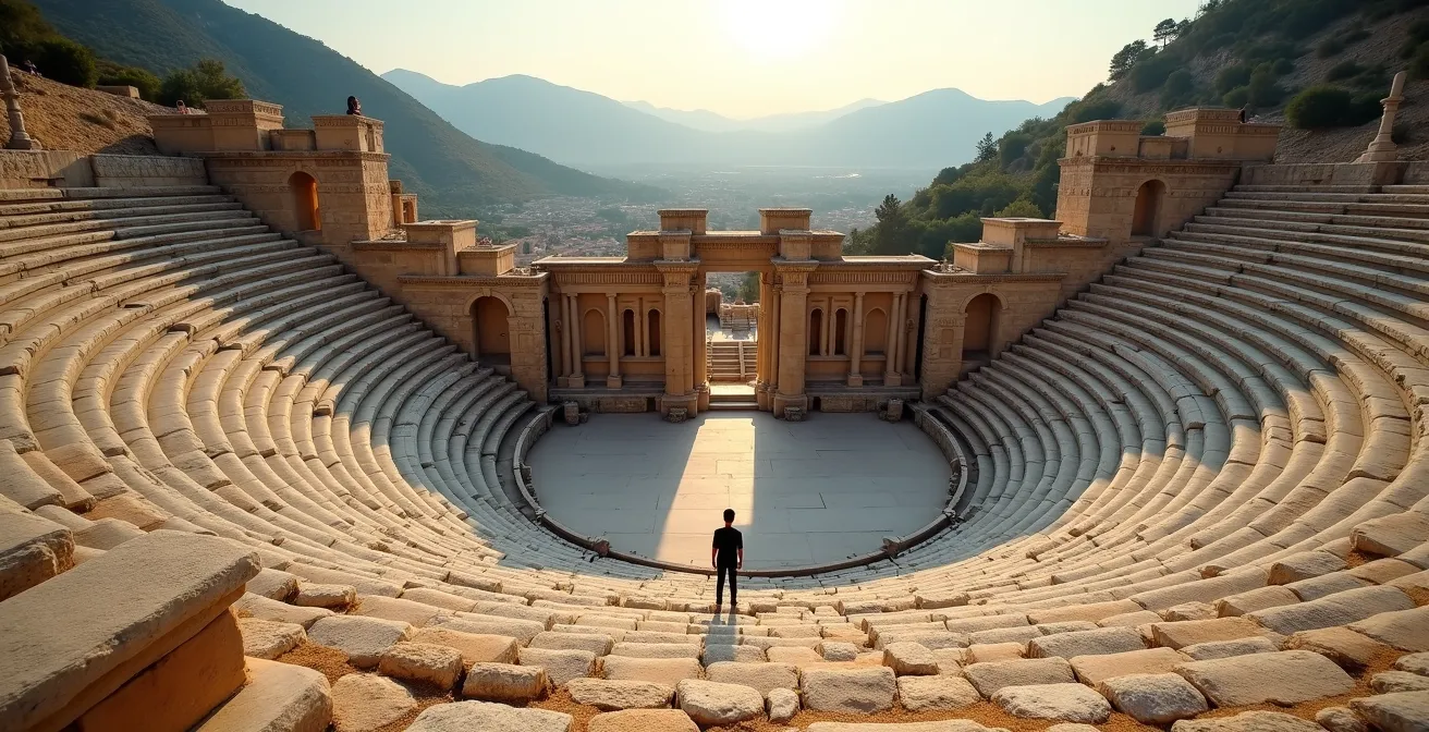 Das gut erhaltene Amphitheater von Hierapolis mit Platz für 15.000 Menschen
