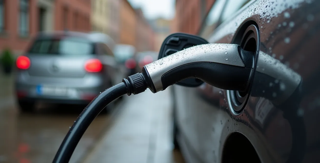 Elektroauto-Ladestation in dichtem Gründerzeitviertel mit Laternenparker-Problematik