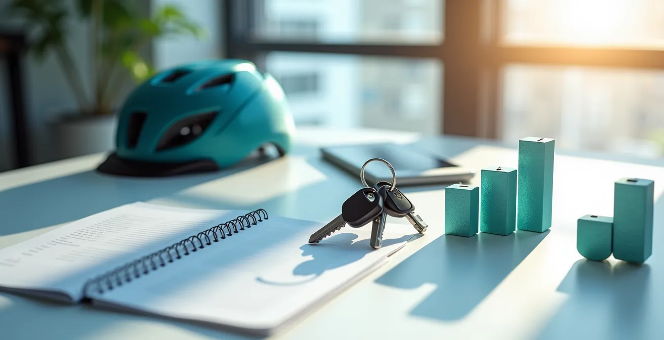 Verschiedene Mobilitätsoptionen als Alternative zum Firmenwagen visualisiert