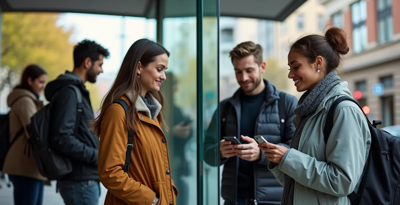 Kontrast zwischen öffentlichen und privaten Mobilitätslösungen in deutscher Stadt