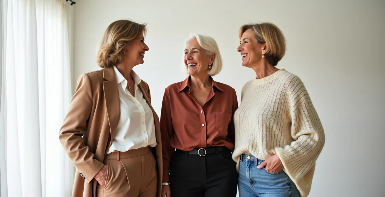 Diverse Frauen unterschiedlichen Alters zeigen Oversize-Styling mit strategischer Volumenplatzierung