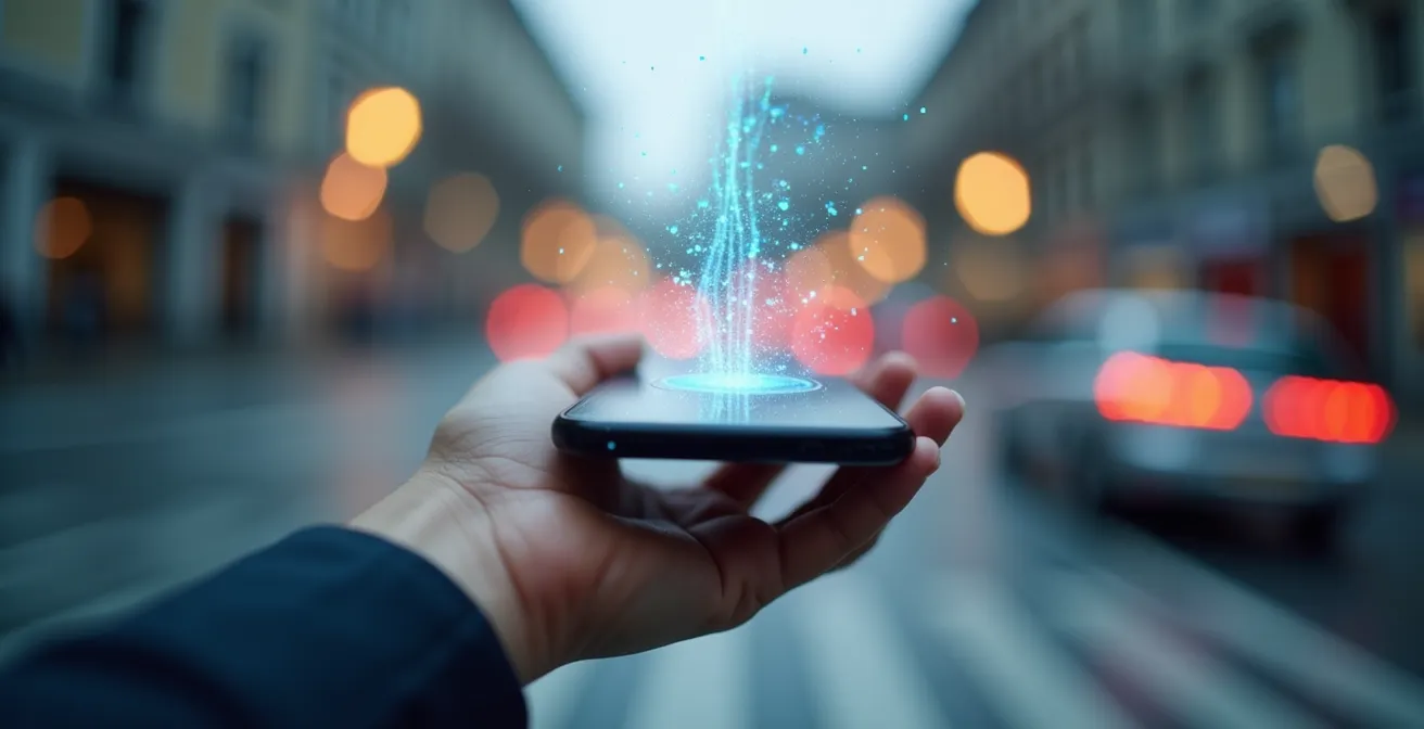 Abstrakte Darstellung von Verkehrsdatenflüssen aus Mobilgeräten